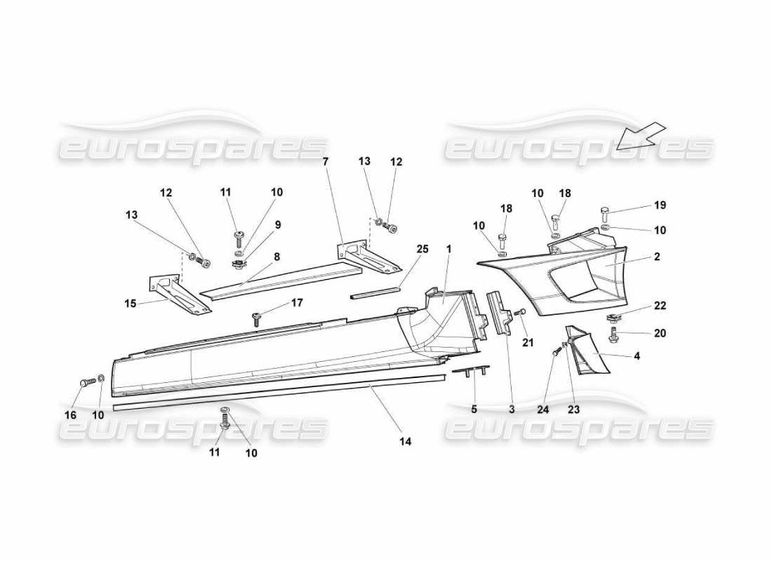 lamborghini murcielago lp670 lh external side member parts diagram