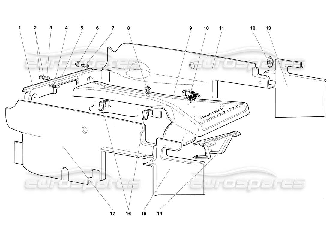 lamborghini diablo se30 (1995) engine housing panels part diagram