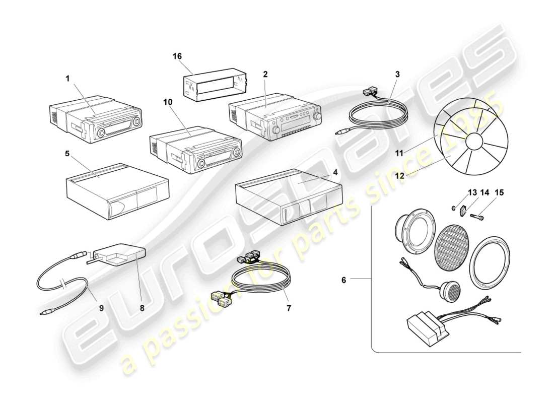 lamborghini murcielago coupe (2006) electrical parts for audio system part diagram