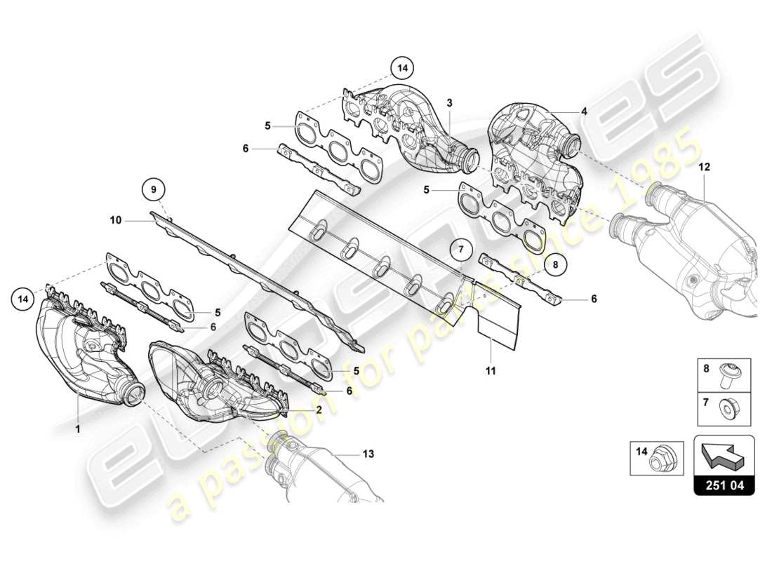 lamborghini sian (2020) exhaust system part diagram