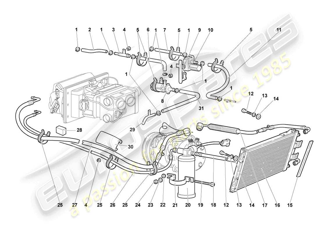 lamborghini murcielago coupe (2004) a/c condenser part diagram