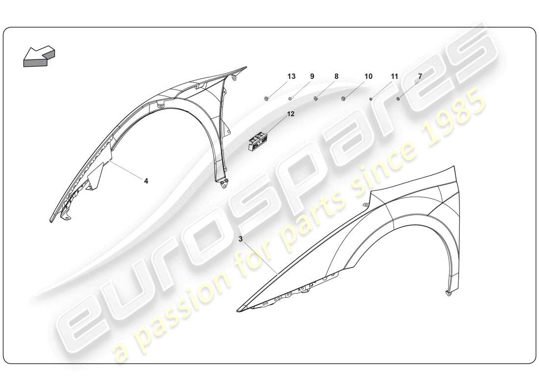 lamborghini super trofeo (2009-2014) fender part diagram