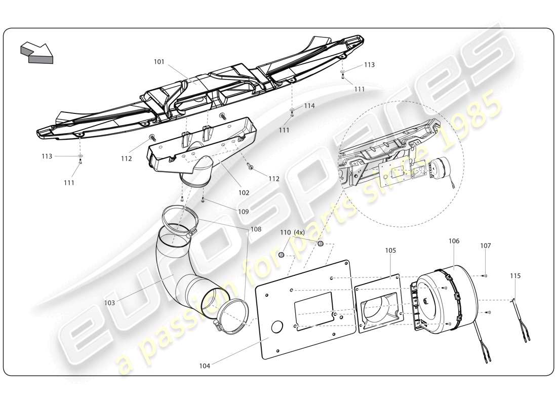 lamborghini super trofeo (2009-2014) fan interior part diagram