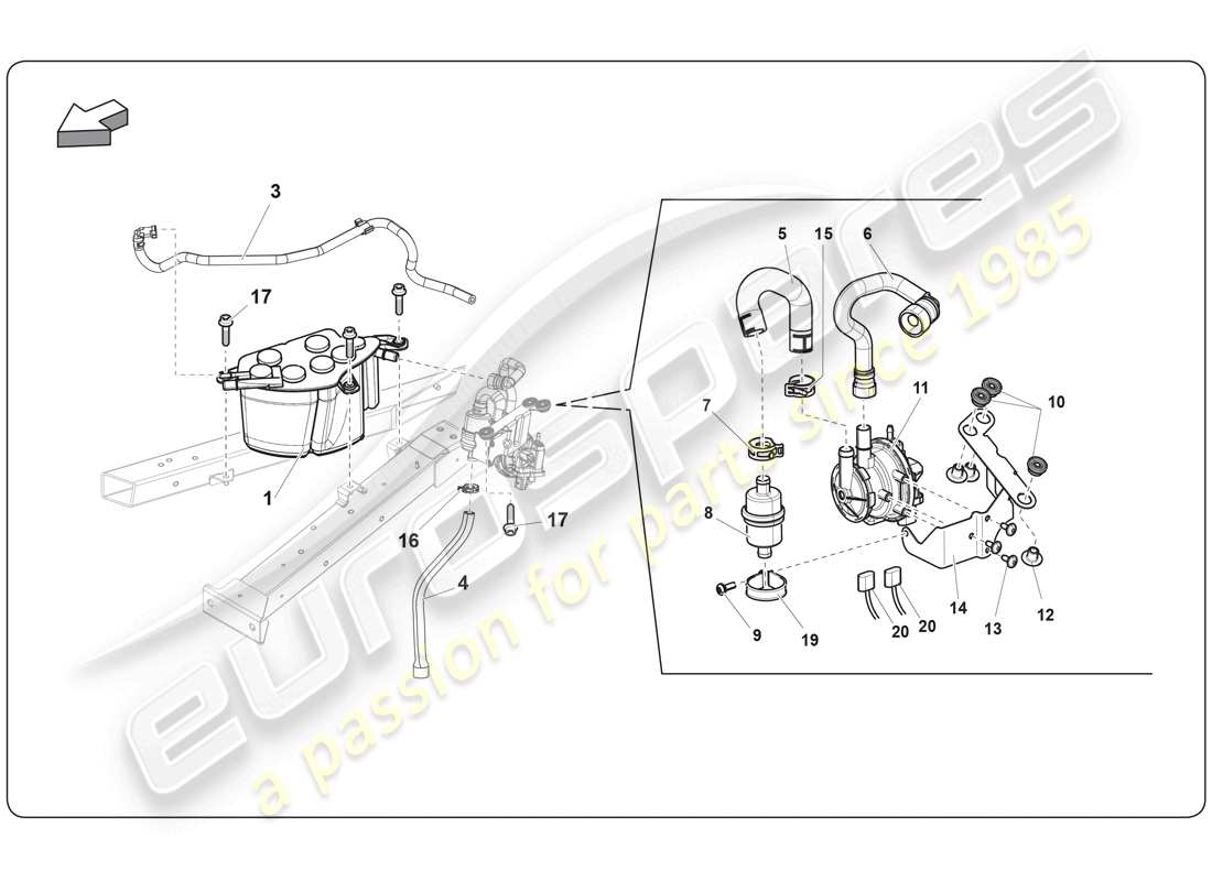 lamborghini super trofeo (2009-2014) fuel system part diagram