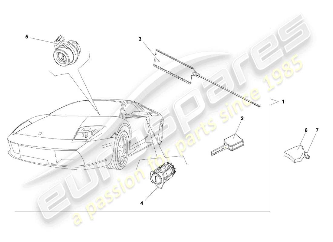 lamborghini murcielago coupe (2005) lock cylinders part diagram