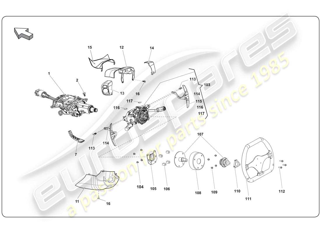 lamborghini super trofeo (2009-2014) steering wheel part diagram