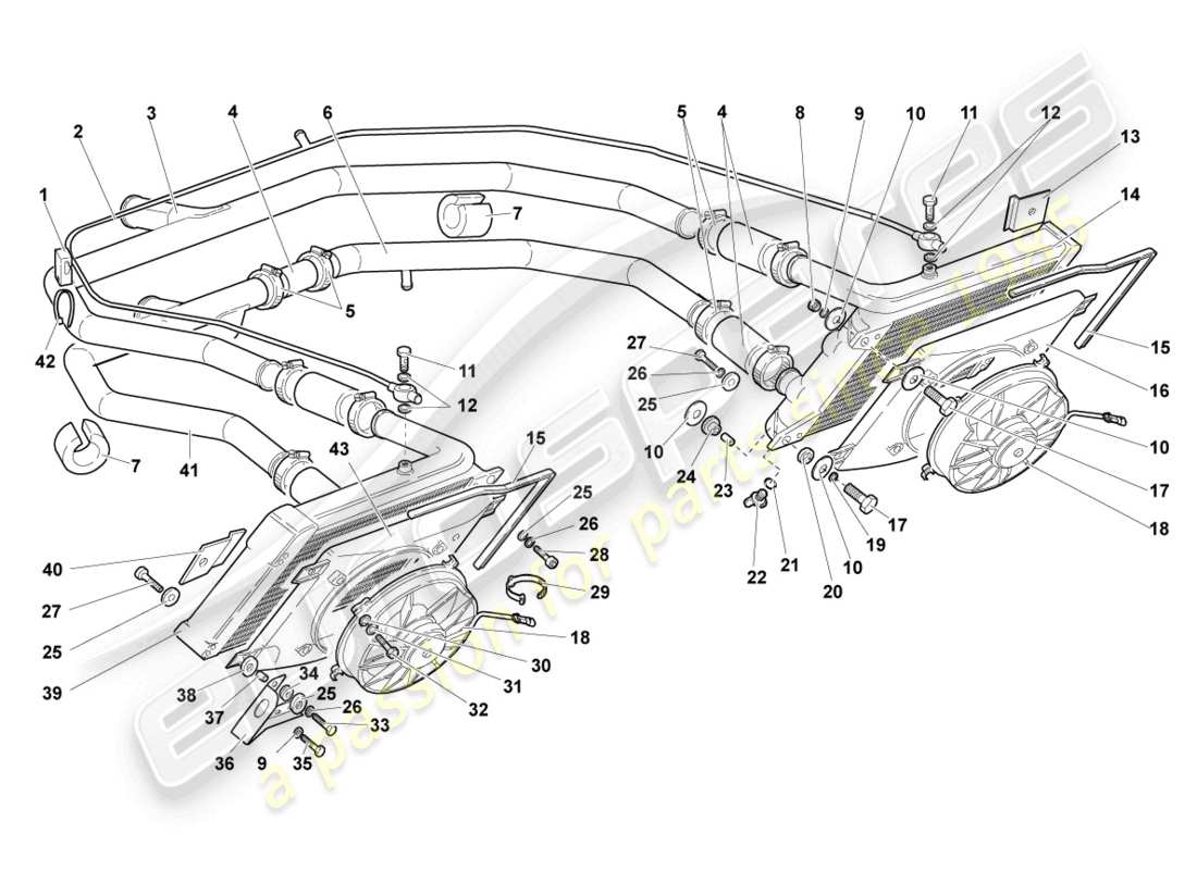 lamborghini murcielago coupe (2004) cooler for coolant part diagram