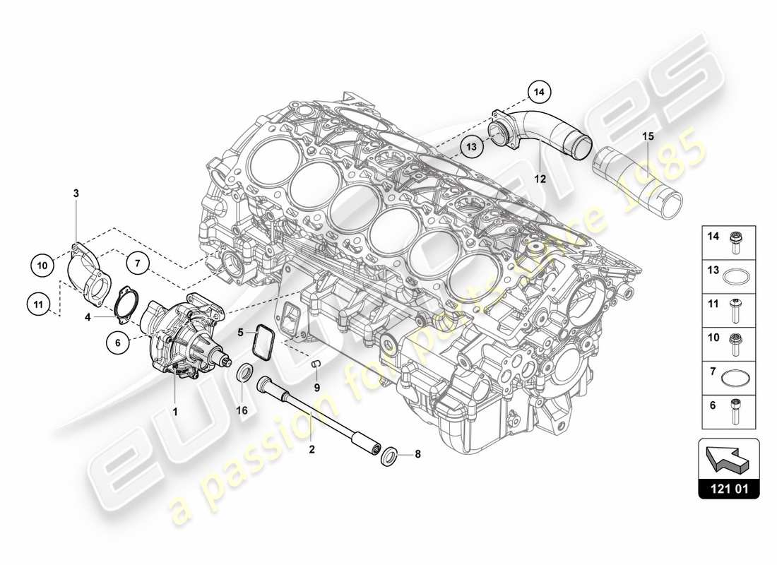 lamborghini centenario roadster (2017) coolant pump part diagram