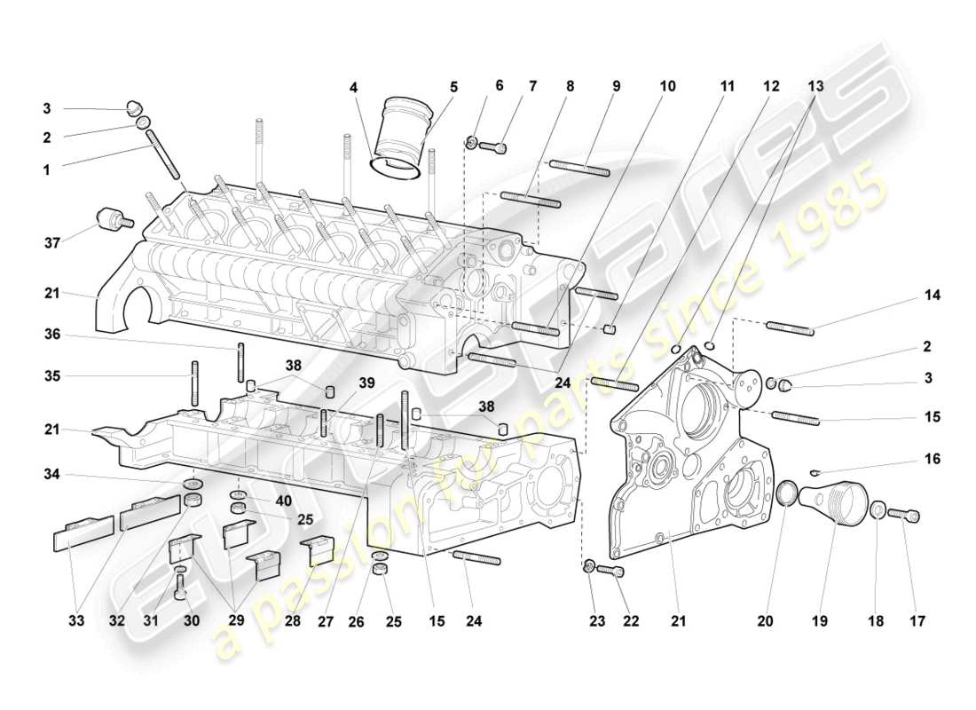 lamborghini murcielago coupe (2005) crankcase housing part diagram