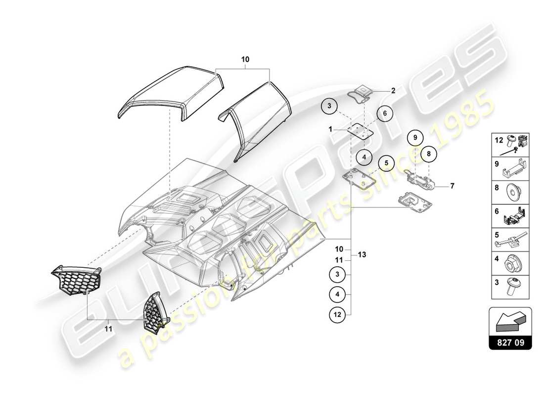 lamborghini performante spyder (2019) rear lid part diagram