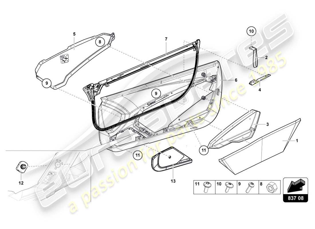 lamborghini centenario coupe (2017) door panel part diagram