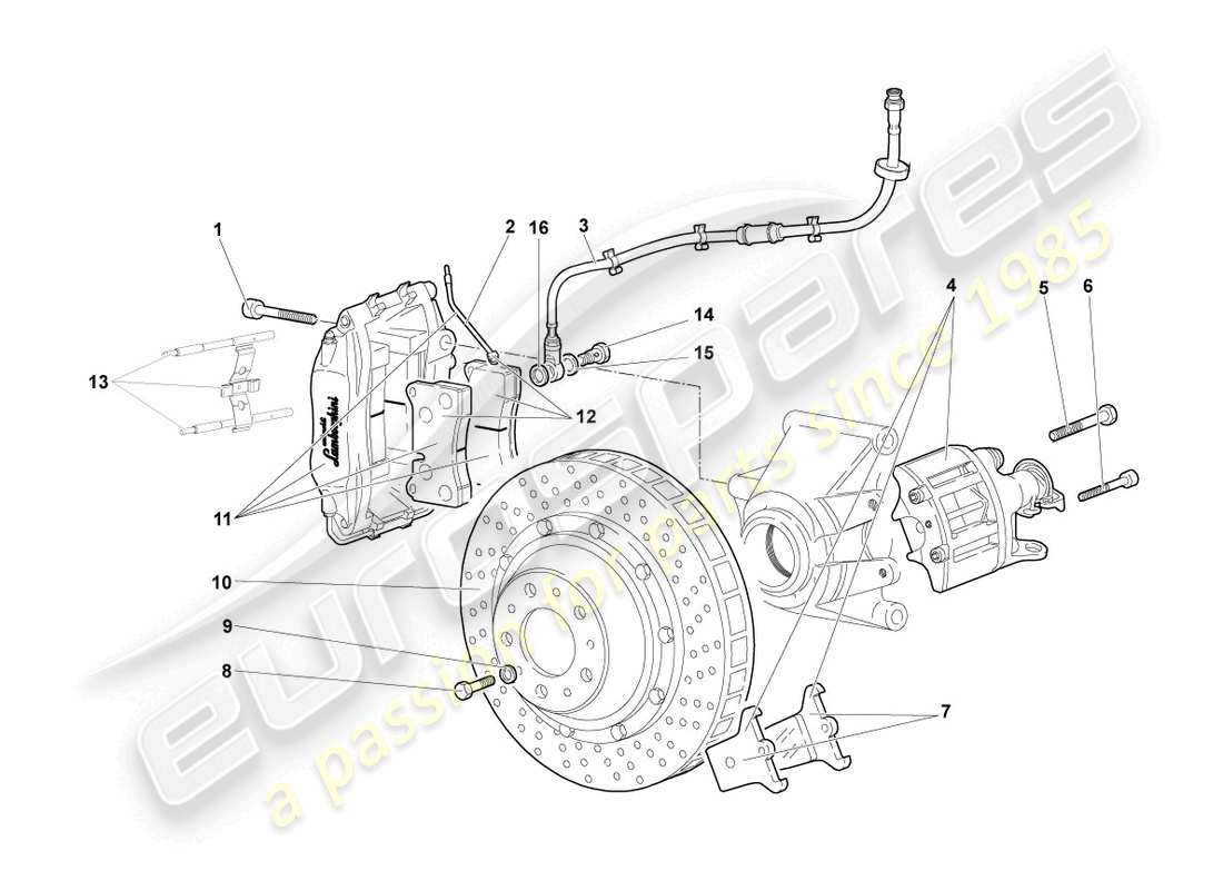 lamborghini murcielago coupe (2004) disc brake rear part diagram