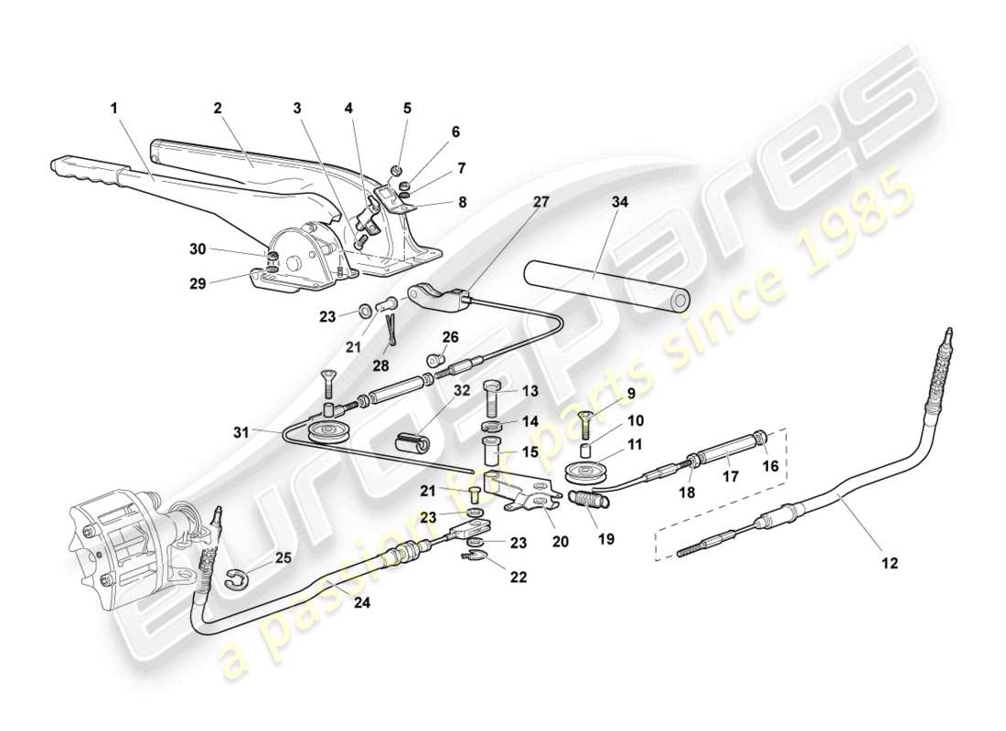 lamborghini murcielago coupe (2004) brake lever part diagram