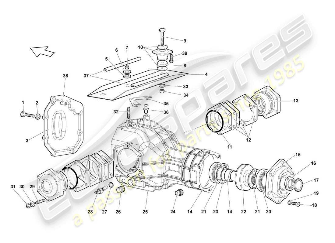 lamborghini murcielago coupe (2005) housing for differential part diagram