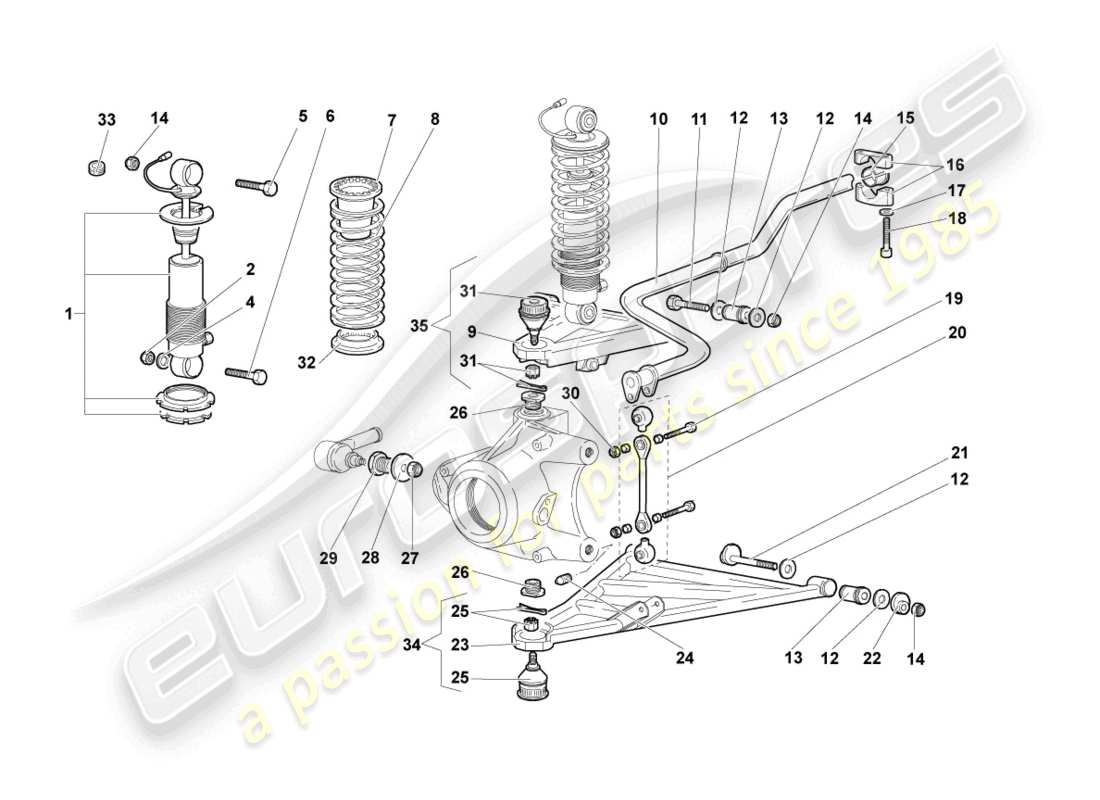 lamborghini murcielago roadster (2006) suspension front part diagram