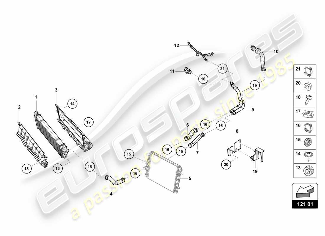 lamborghini lp580-2 coupe (2018) cooler for coolant front center part diagram