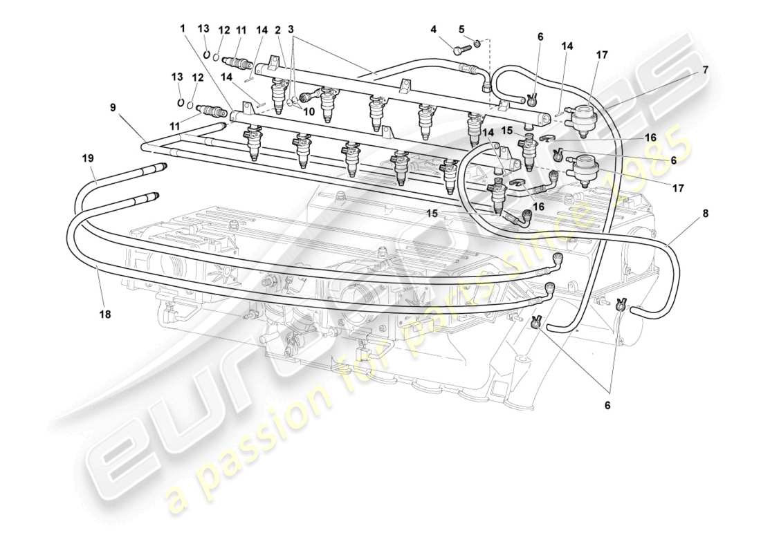 lamborghini murcielago coupe (2002) intake system part diagram