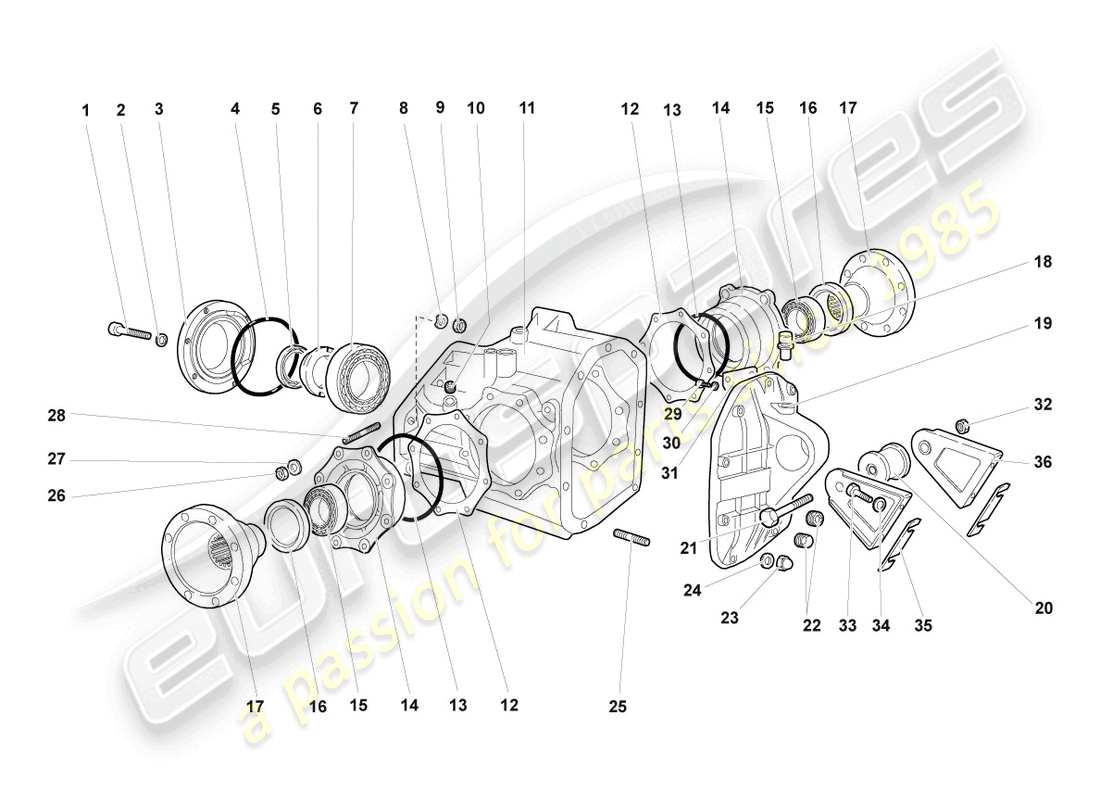 lamborghini murcielago coupe (2002) housing for differential part diagram