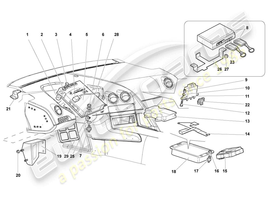 lamborghini murcielago coupe (2004) control modules for electrical systems part diagram