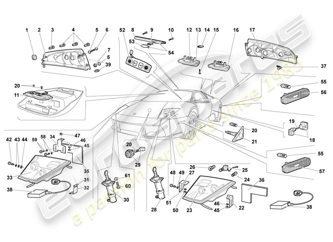 lamborghini murcielago coupe (2004) lighting part diagram