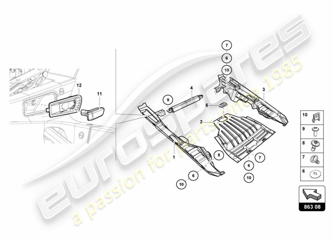 lamborghini lp580-2 coupe (2018) engine cover carbon part diagram