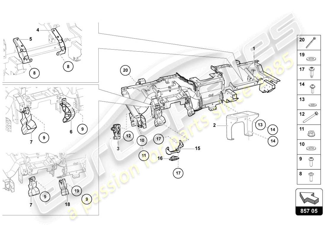 lamborghini lp720-4 coupe 50 (2014) cross member part diagram