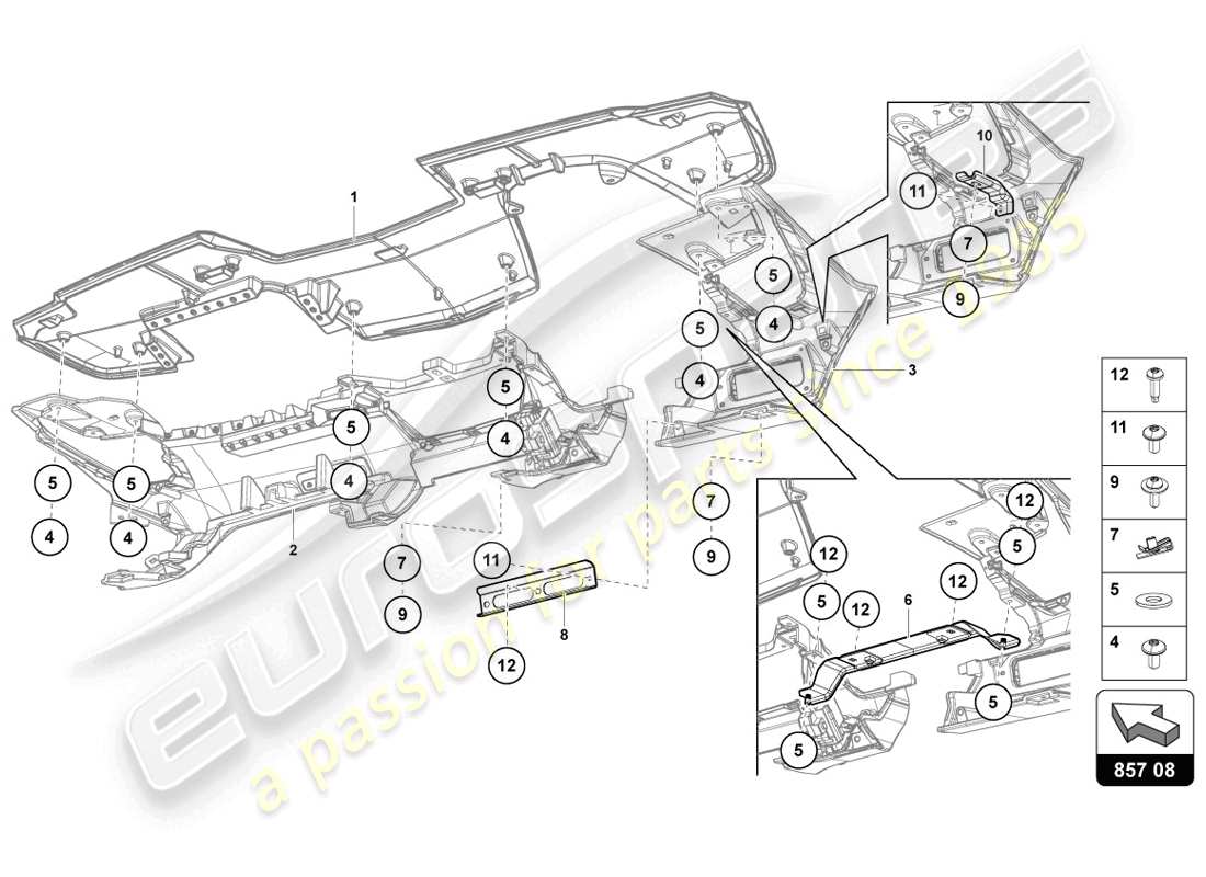 lamborghini lp720-4 coupe 50 (2014) instrument panel part diagram