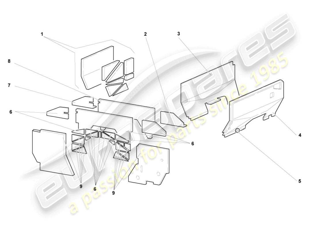 lamborghini murcielago coupe (2003) heat shield part diagram