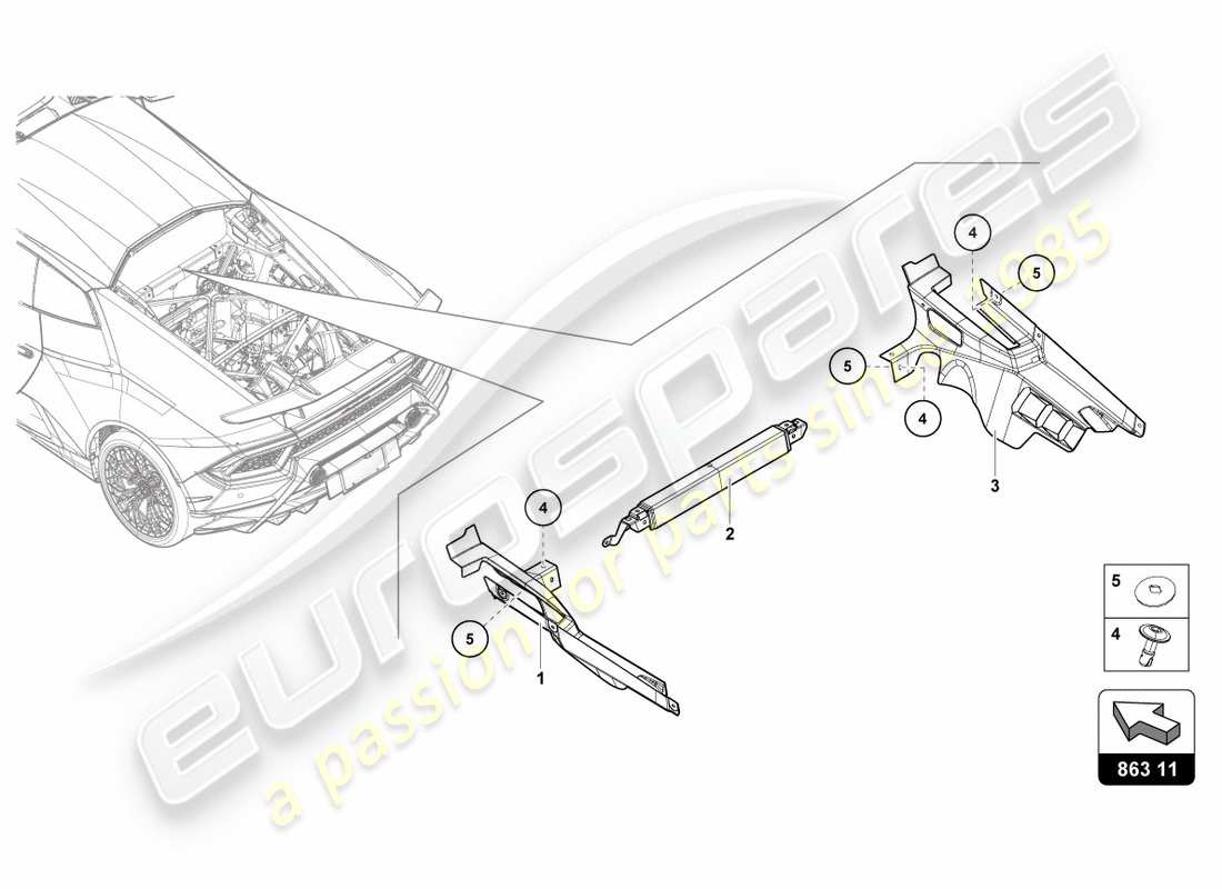 lamborghini performante coupe (2019) engine cover part diagram