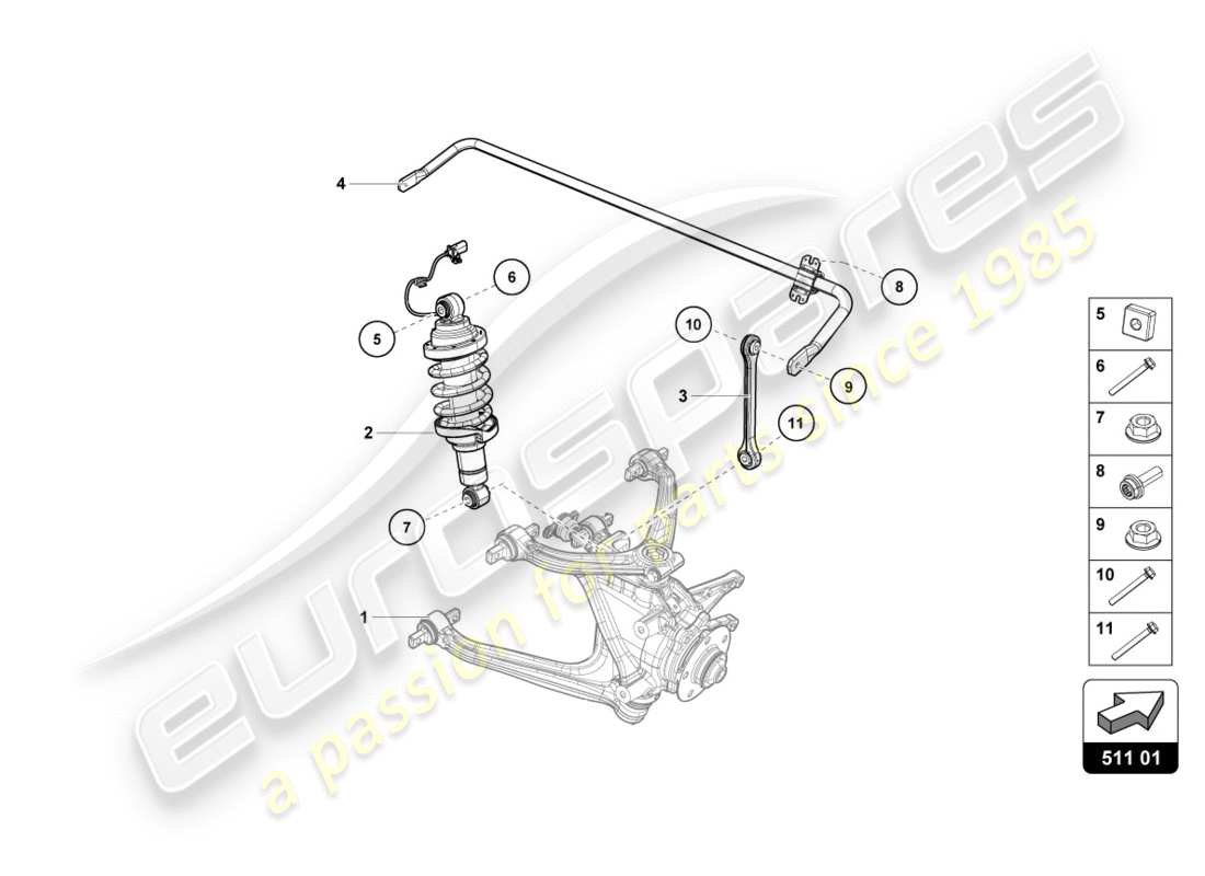 lamborghini lp580-2 spyder (2017) shock absorber rear part diagram