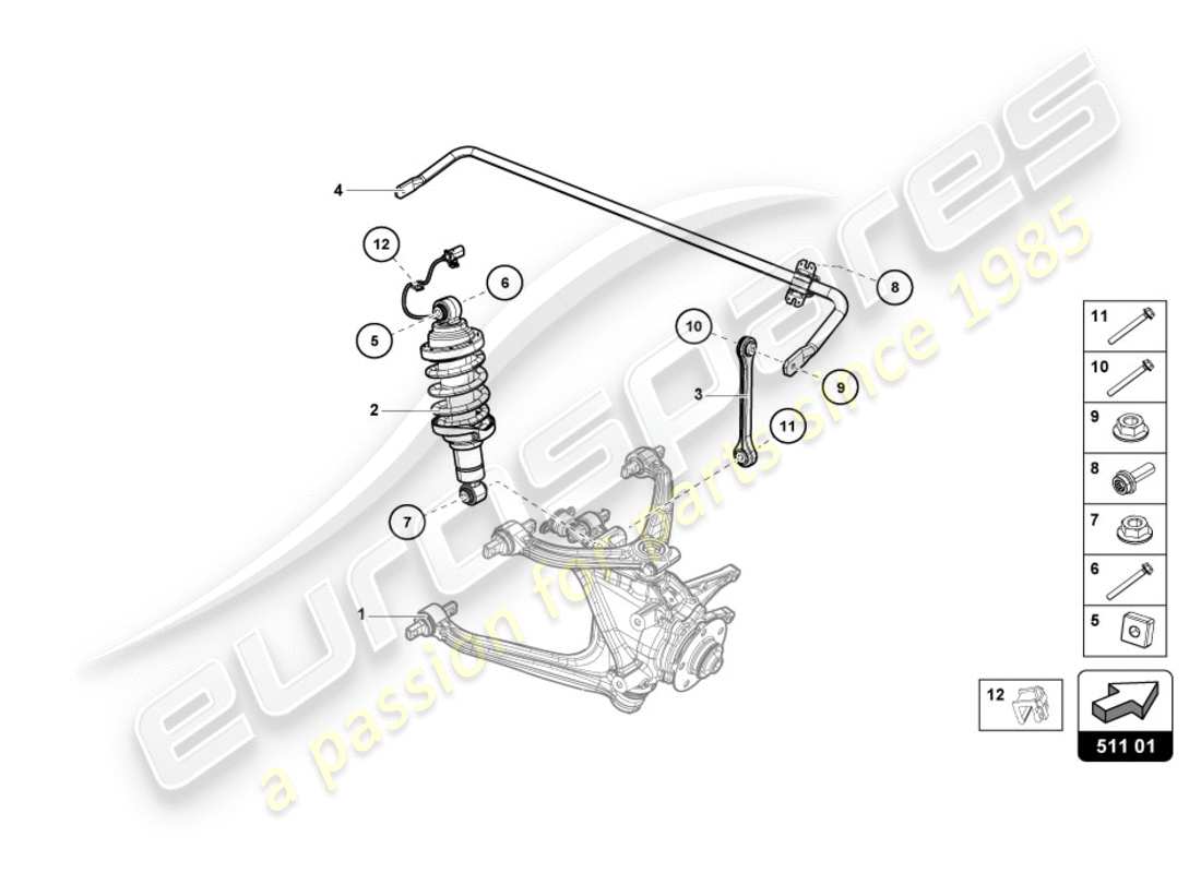 lamborghini performante spyder (2020) shock absorber rear part diagram