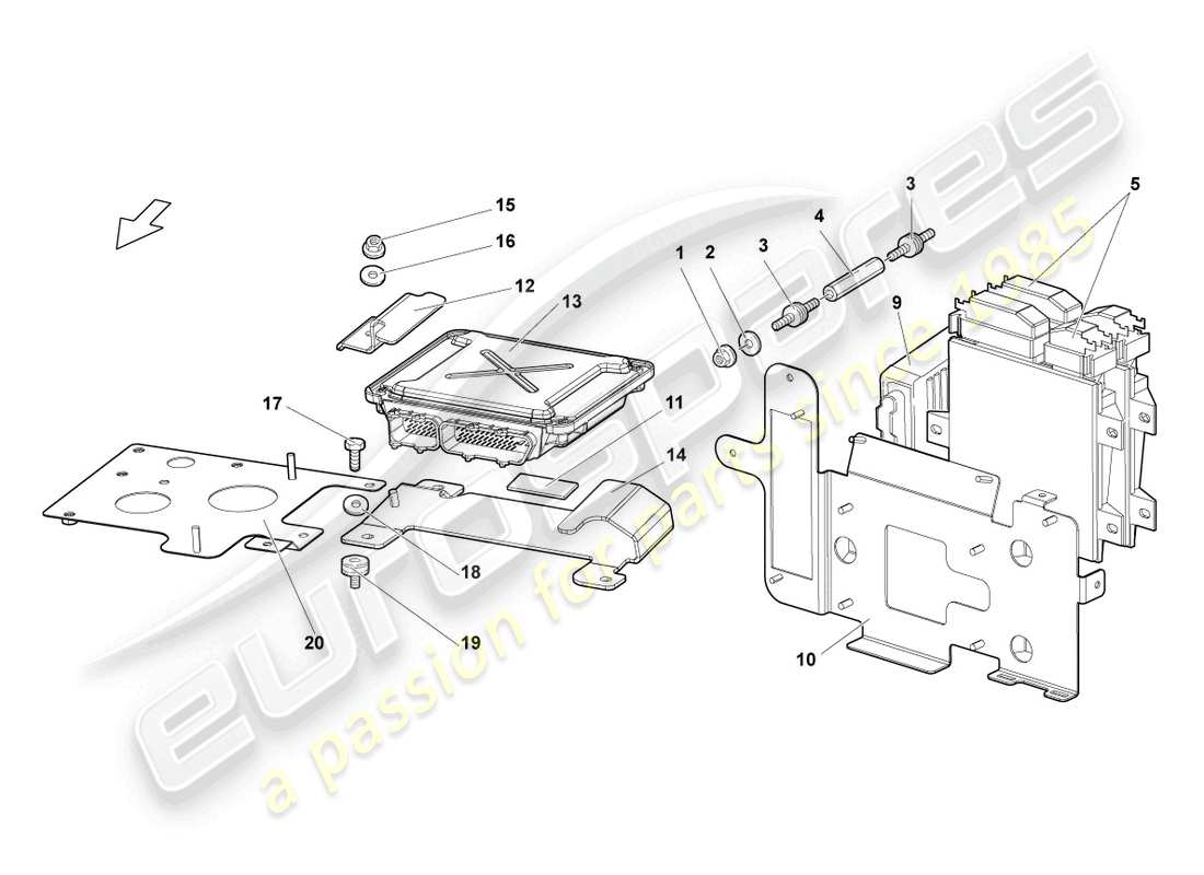 lamborghini murcielago coupe (2004) engine control unit part diagram