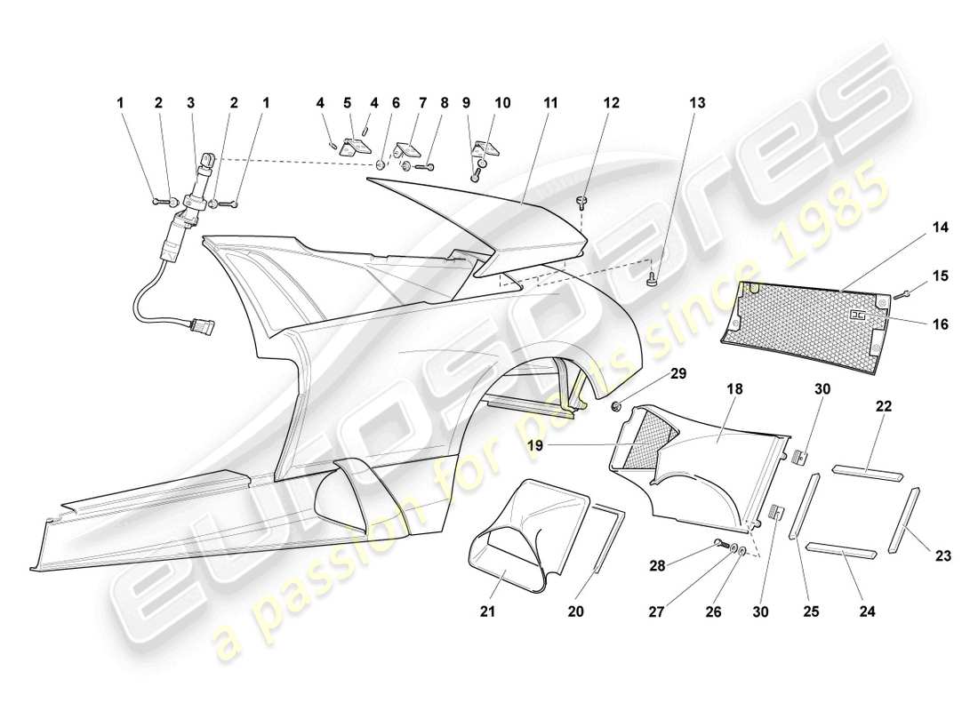 lamborghini murcielago coupe (2004) side panel trim part diagram