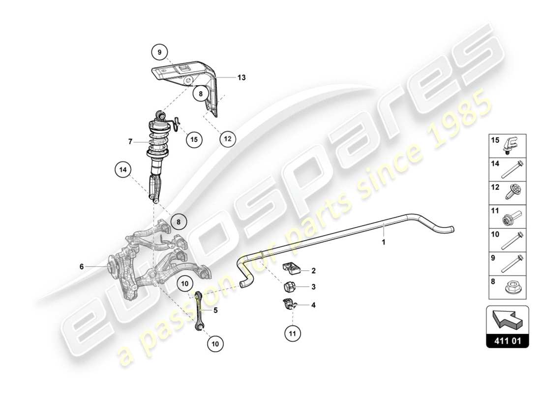 lamborghini lp610-4 spyder (2018) shock absorbers front part diagram