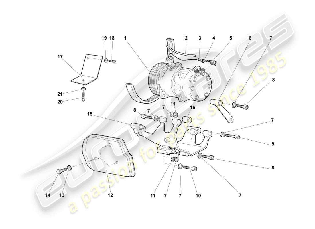 lamborghini murcielago roadster (2006) a/c compressor part diagram