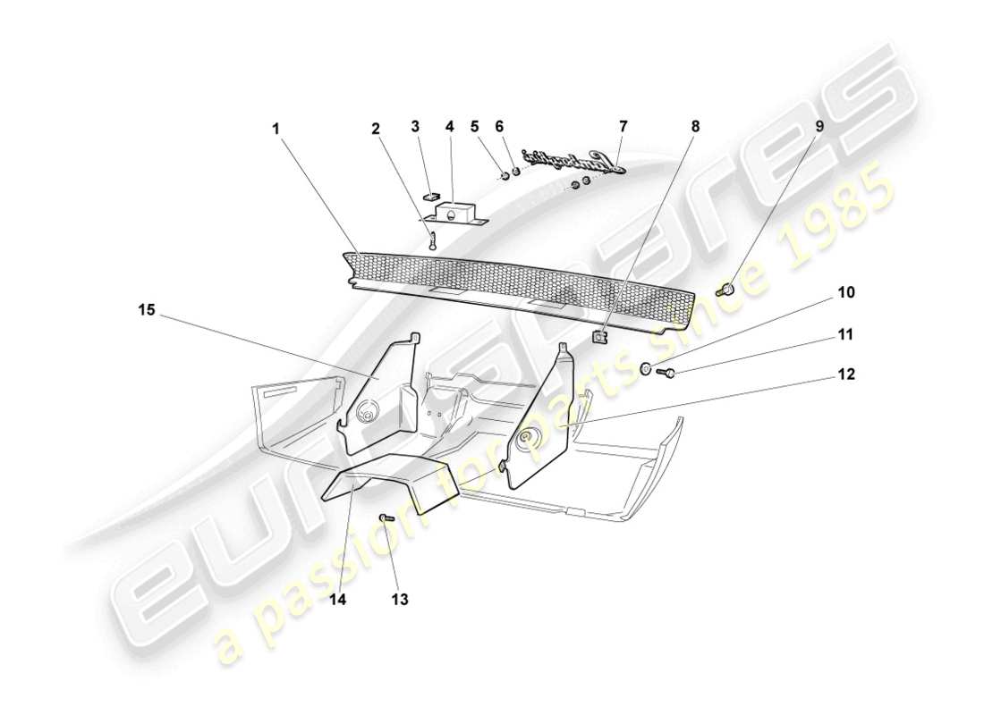 lamborghini murcielago coupe (2006) heat deflector plate for bumper rear part diagram