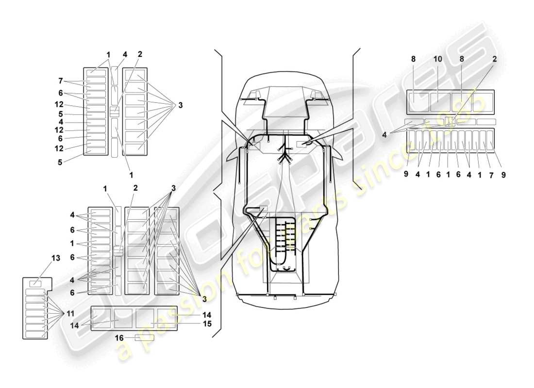 lamborghini murcielago coupe (2006) central electrics part diagram