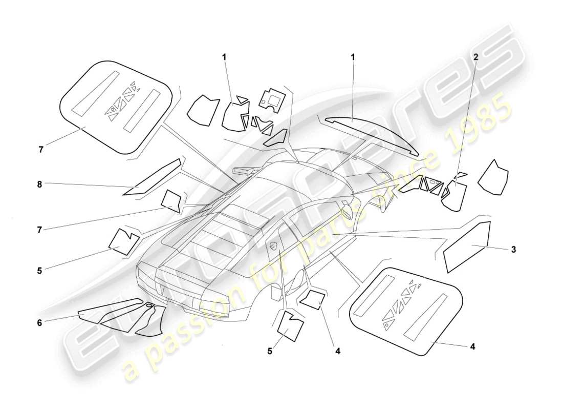 lamborghini murcielago coupe (2006) flame protection lhd part diagram