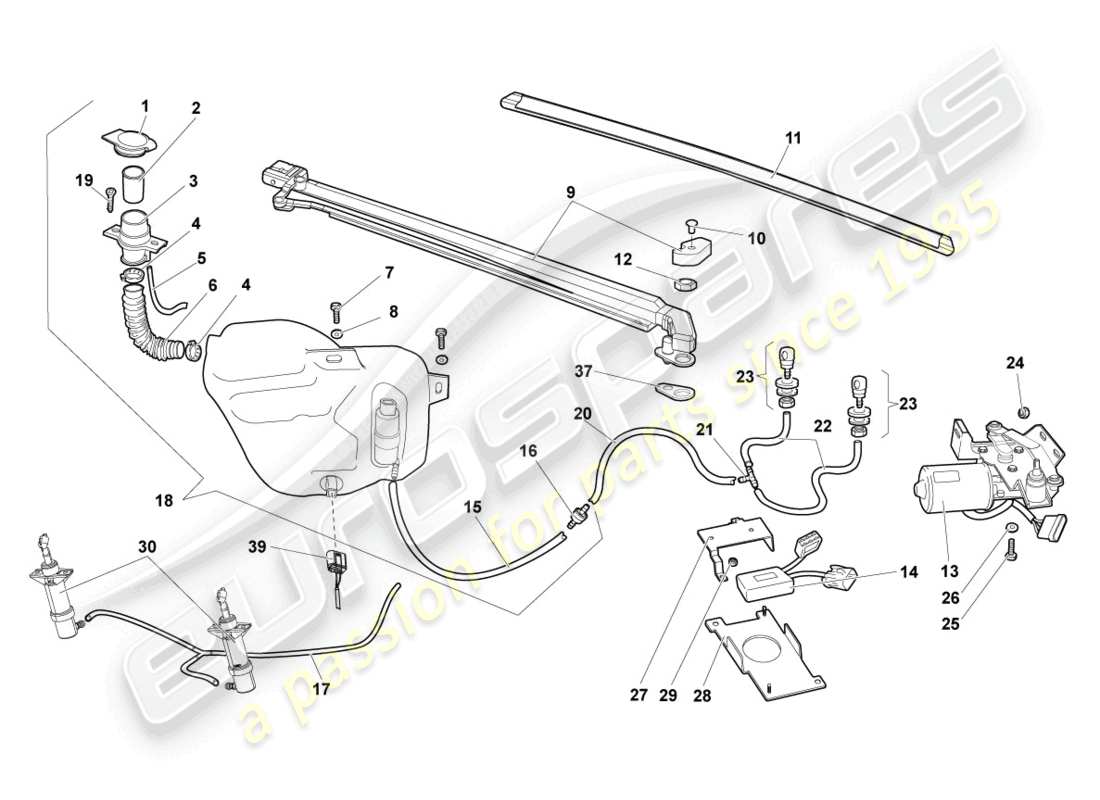 lamborghini murcielago roadster (2005) windshield wiper part diagram