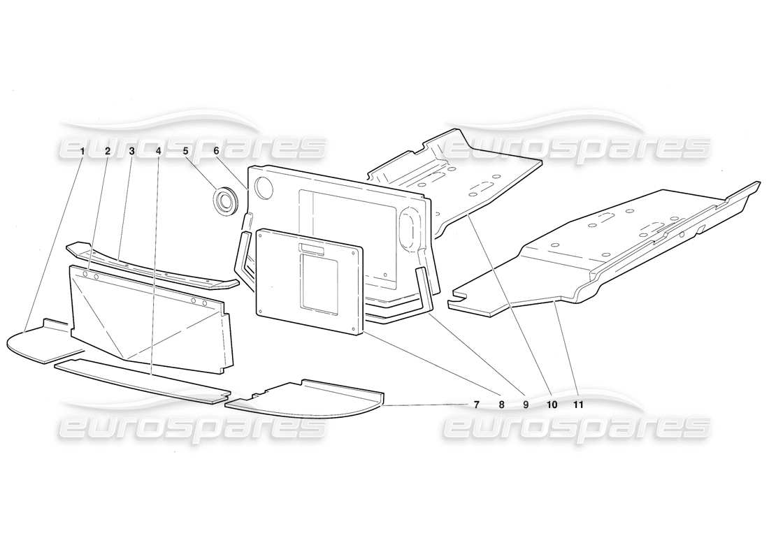 lamborghini diablo (1991) frame floor panels part diagram