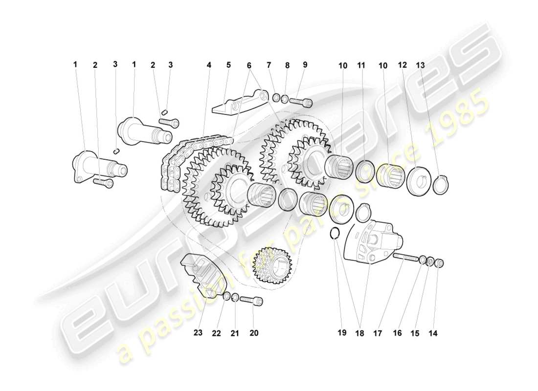 lamborghini murcielago roadster (2005) timing chain part diagram