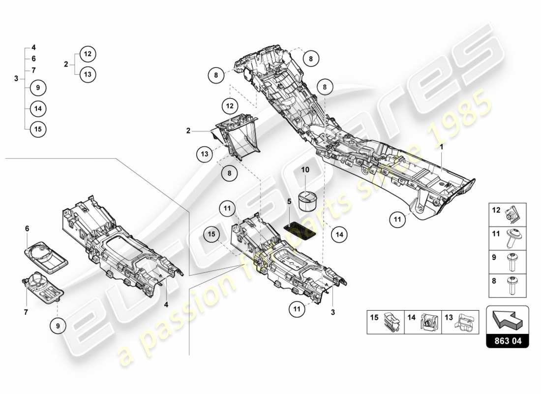 lamborghini lp600-4 zhong coupe (2015) tunnel part diagram