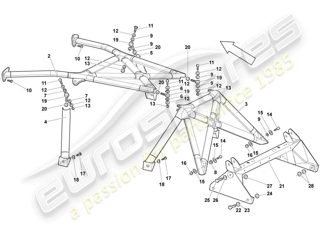 lamborghini murcielago roadster (2005) frame part diagram