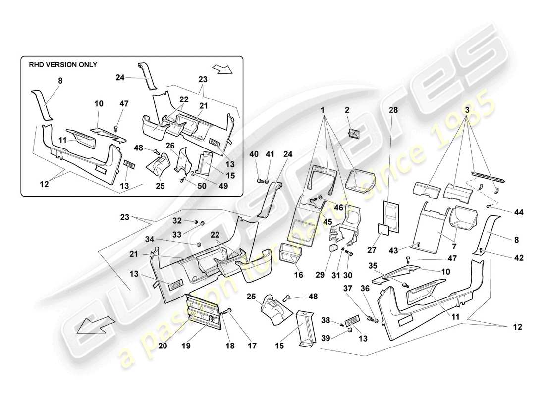 lamborghini murcielago coupe (2003) pillar trim part diagram