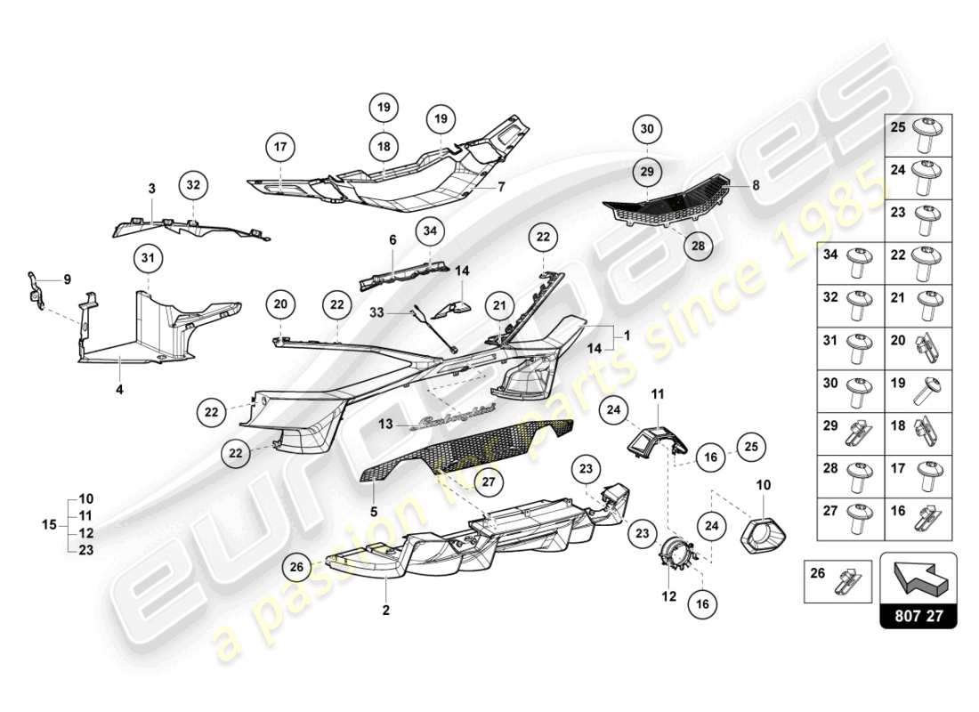 lamborghini sian (2021) bumper rear part diagram