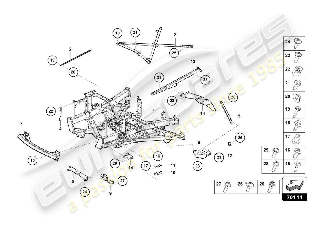 lamborghini sian (2021) trim frame rear part part diagram