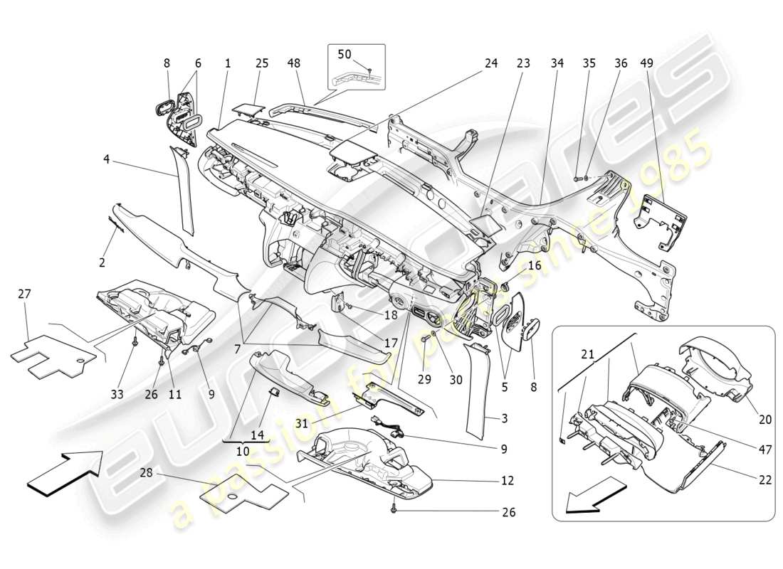 maserati quattroporte (2018) dashboard unit part diagram