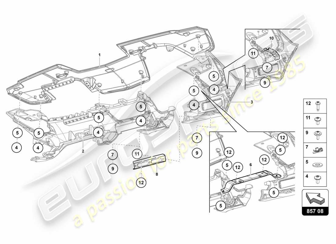 lamborghini centenario coupe (2017) instrument panel part diagram