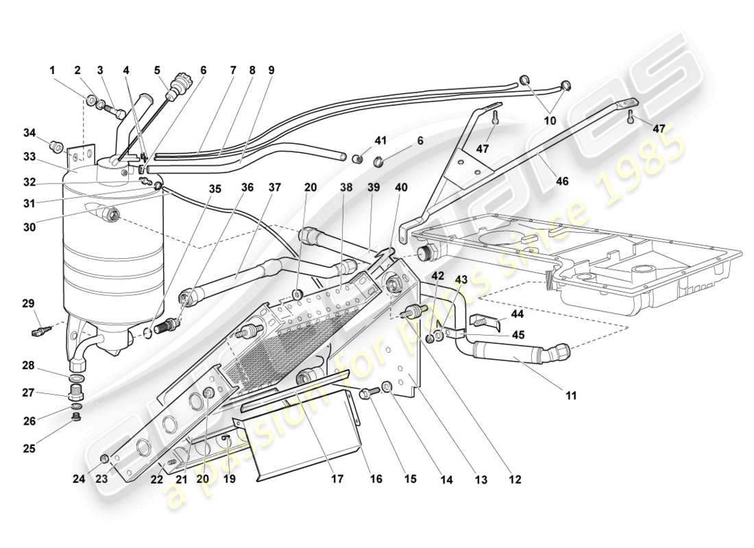 lamborghini murcielago coupe (2004) oil cooler part diagram