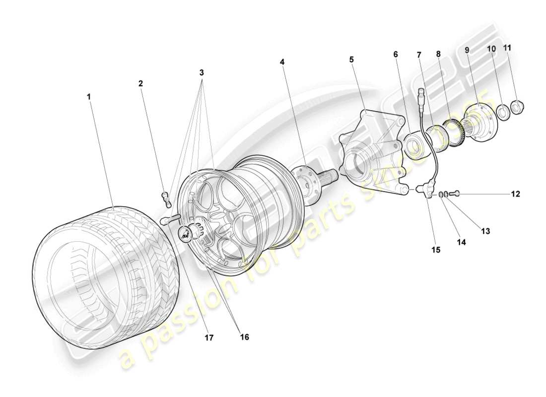 lamborghini murcielago coupe (2004) wheel bearing housing rear part diagram